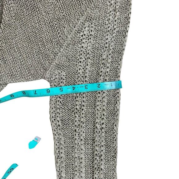 Vintage 90’s Max Studio Boho Tan Knit Long Sleeve Fringe Hem Long Sleeve Top M/L - Picture 14 of 16